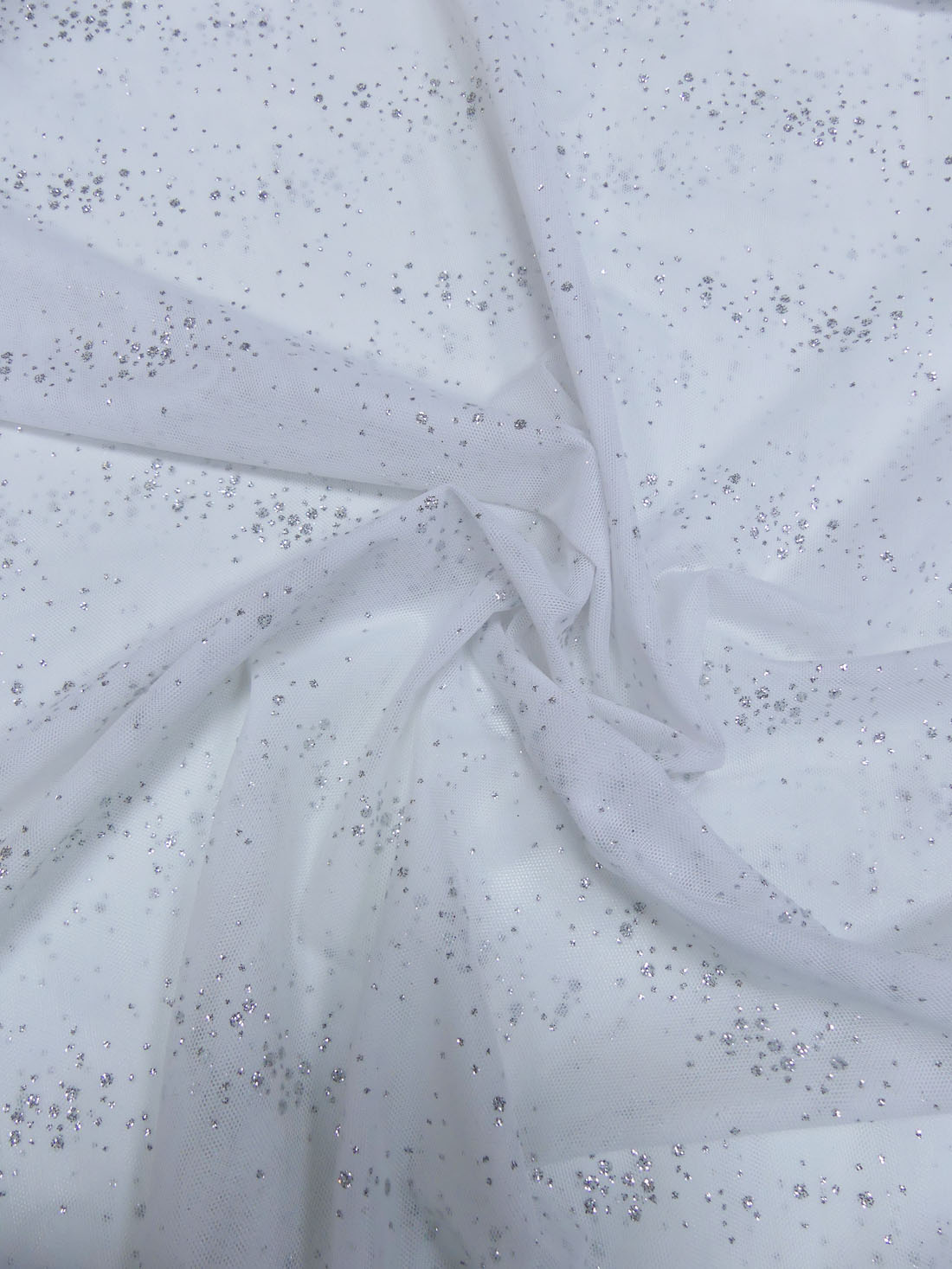 Stretchmesh Vit med silverglitter